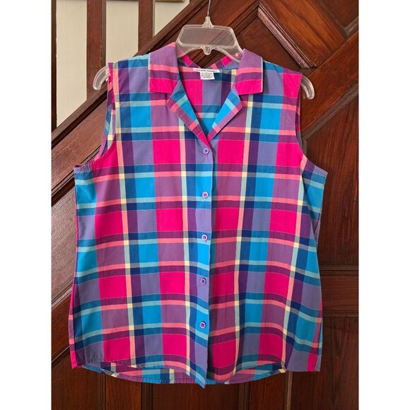 Alfred Dunner Womens Plaid Sleeveless Top & Drawstring Pants Set Size 12 - Picture 4 of 9